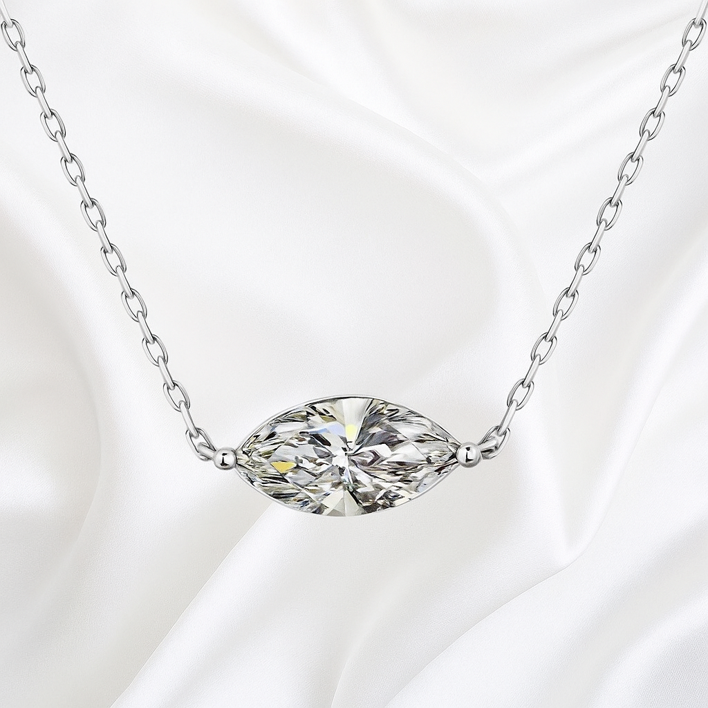 Silver Marquise Cut Pendant Necklace
