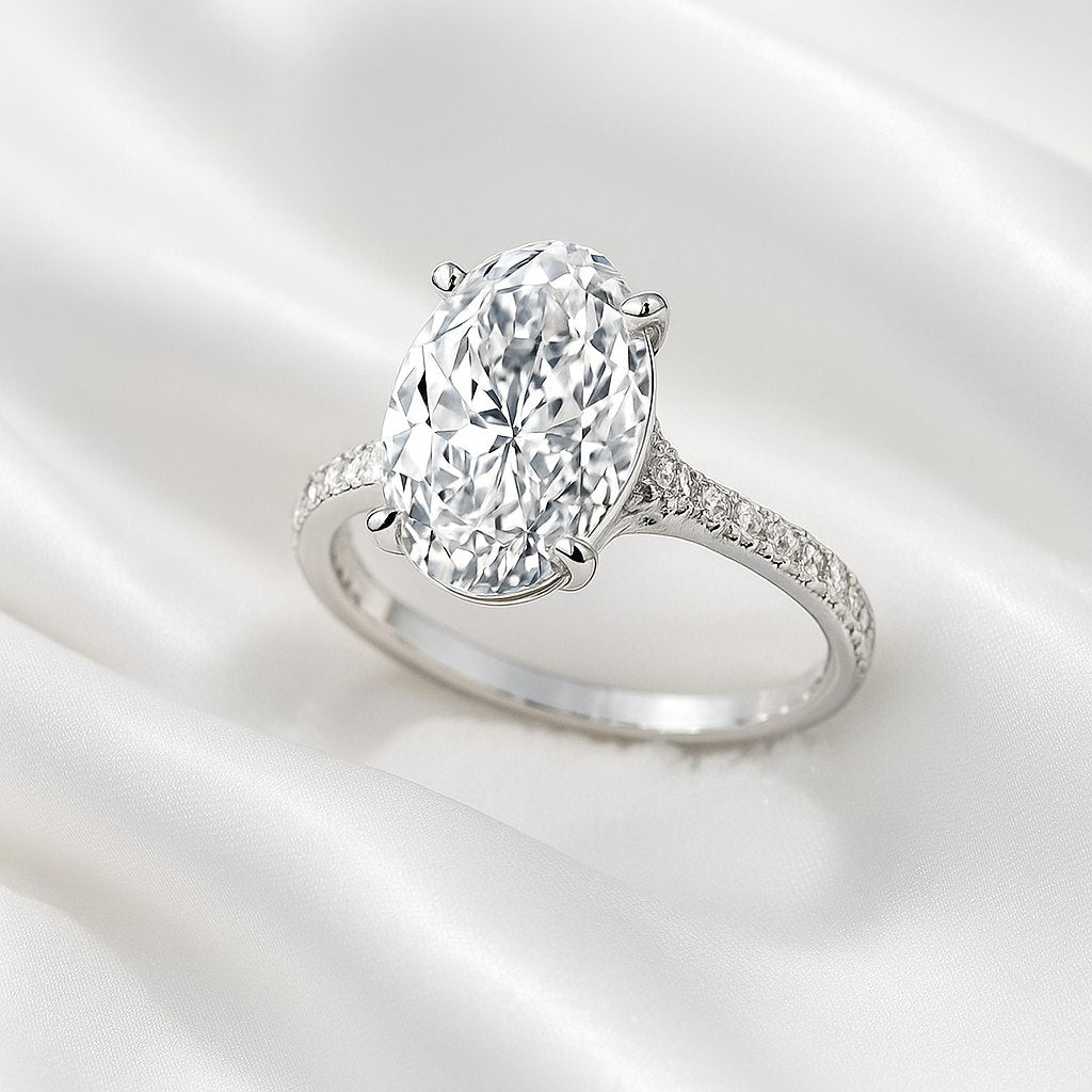 Silver Oval Cut Solitaire Ring